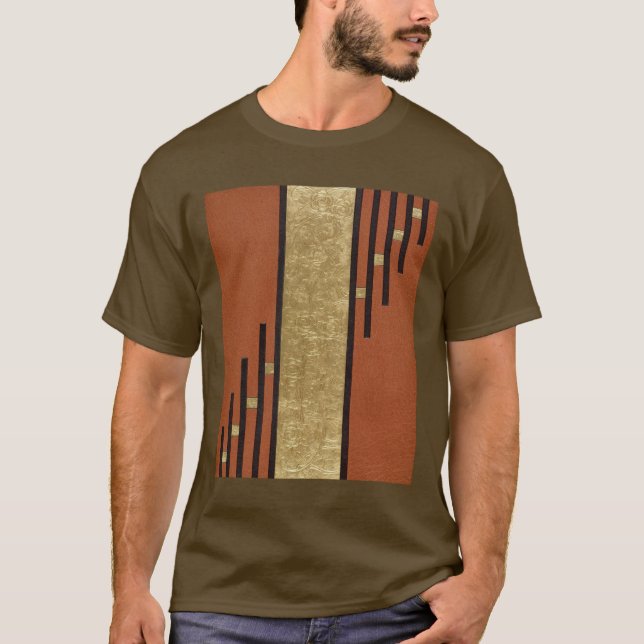 Art Deco i Guld och Tan T Shirt (Framsida)