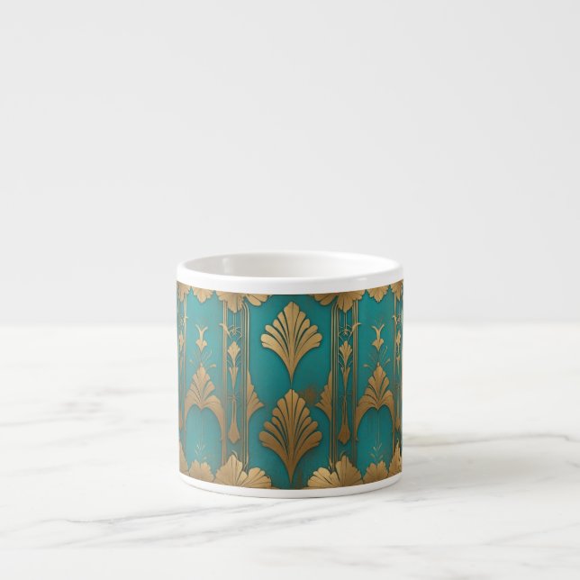 Art Deco in Blue and Guld Espressomugg (Framsidan)