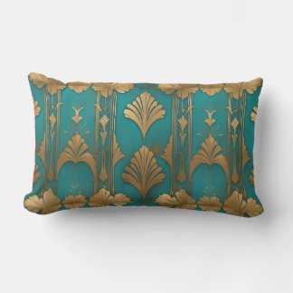 Art Deco in Blue and Guld Lumbarkudde