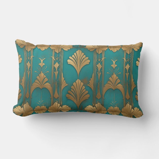 Art Deco in Blue and Guld Lumbarkudde (Framsida)