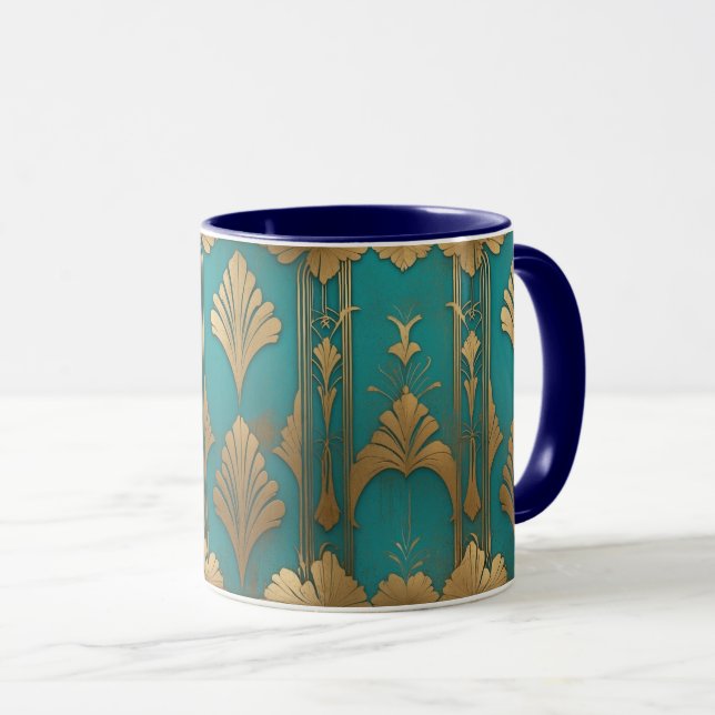 Art Deco in Blue and Guld Mugg (Framsida höger)
