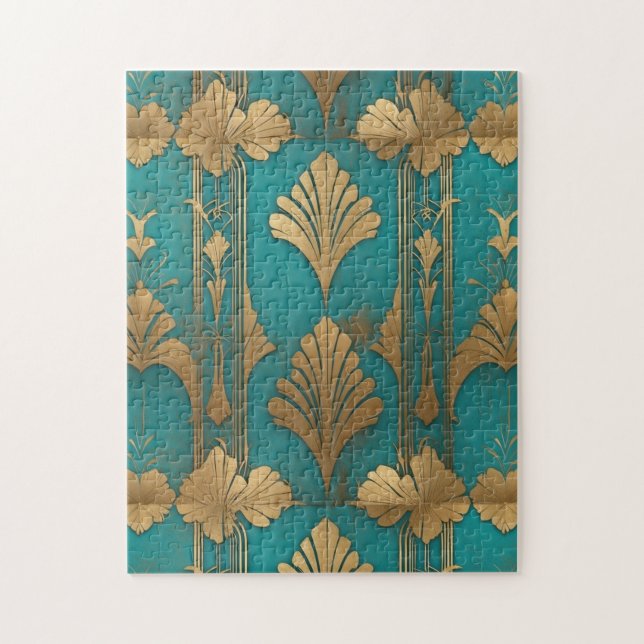 Art Deco in Blue and Guld Pussel (Vertikal)
