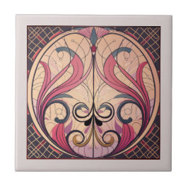 Art Deco in Rosa and Beige Kakelplatta