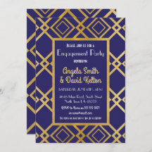 Art Deco-inbjudan till Förlovning Inbjudningskort 