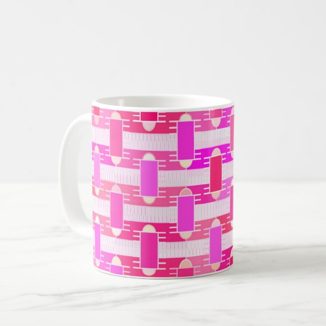Art Deco industriell chic - rosa, fuchsia, orkidé Kaffemugg (Framsida vänster)