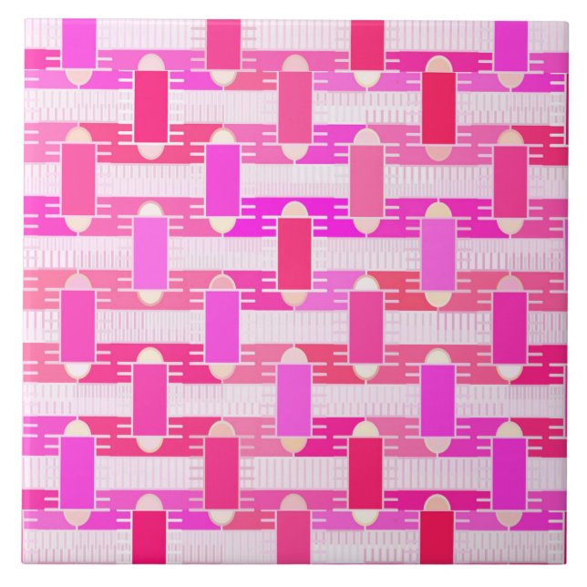 Art Deco industriell chic - rosa, fuchsia, orkidé Kakelplatta (Framsidan)