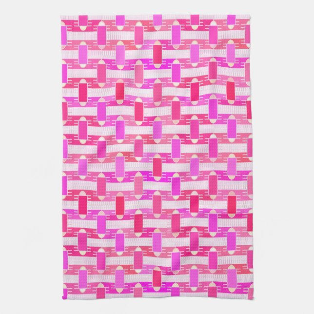Art Deco industriell chic - rosa, fuchsia, orkidé Kökshandduk (Vertikal)