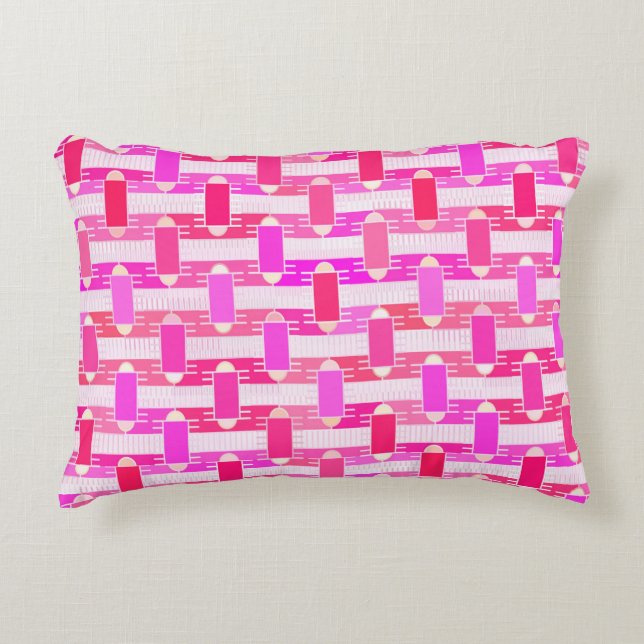 Art Deco industriell chic - rosa, fuchsia, orkidé Prydnadskudde (Framsidan)