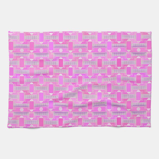 Art Deco industriell chic - rosa, mauve Kökshandduk (Horisontell)
