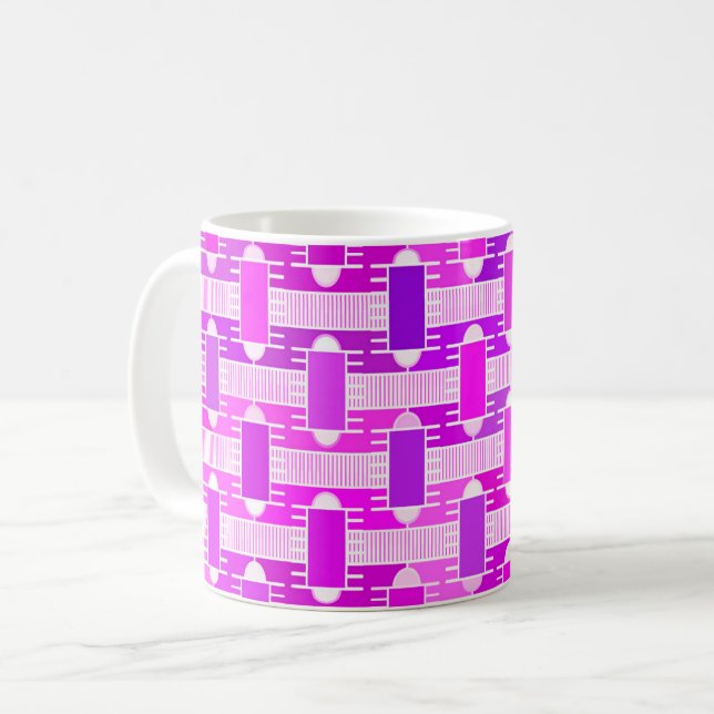 Art Deco industriell chic, violett, orkidé, lavend Kaffemugg (Framsida vänster)