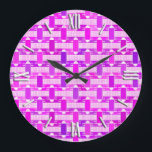 Art Deco industriell chic, violett, orkidé, lavend Stor Klocka<br><div class="desc">En Art Deco-inspirerad abstrakt för industriell chic tryckt i skuggor av rosa,  violett lila,  lavender och mauve,  accentuerad med vit - digital design</div>