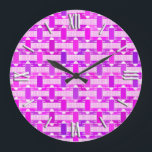 Art Deco industriell chic, violett, orkidé, lavend Stor Klocka<br><div class="desc">En Art Deco-inspirerad abstrakt för industriell chic tryckt i skuggor av rosa,  violett lila,  lavender och mauve,  accentuerad med vit - digital design</div>
