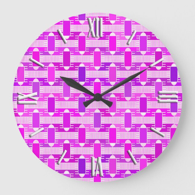 Art Deco industriell chic, violett, orkidé, lavend Stor Klocka (Framsida)