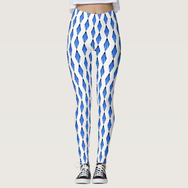 Art deco inslag i blått leggings (Framsida)