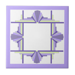 Art deco inslag i citron och lila kakelplatta