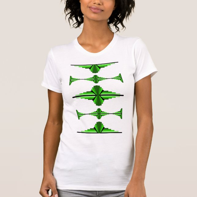 Art deco inslag i djup grönt t shirt (Framsida)