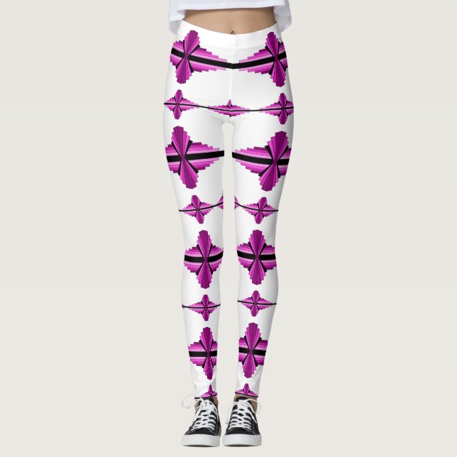 Art deco inslag i djupa rosa Leggings (Framsida)