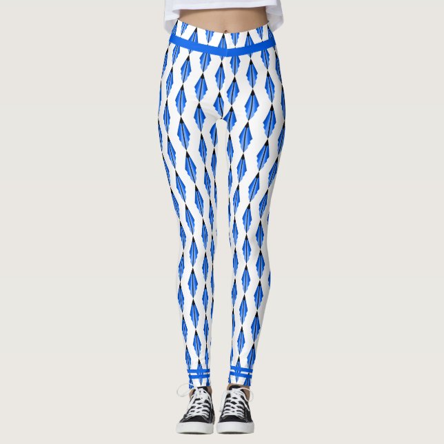 Art deco inslag i djupblått skinn leggings (Framsida)