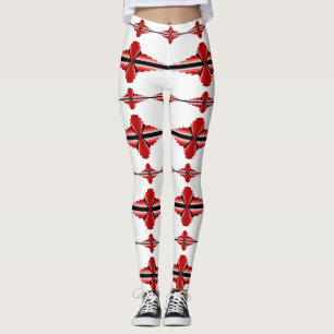 Art deco inslag i djupt rött skinn leggings
