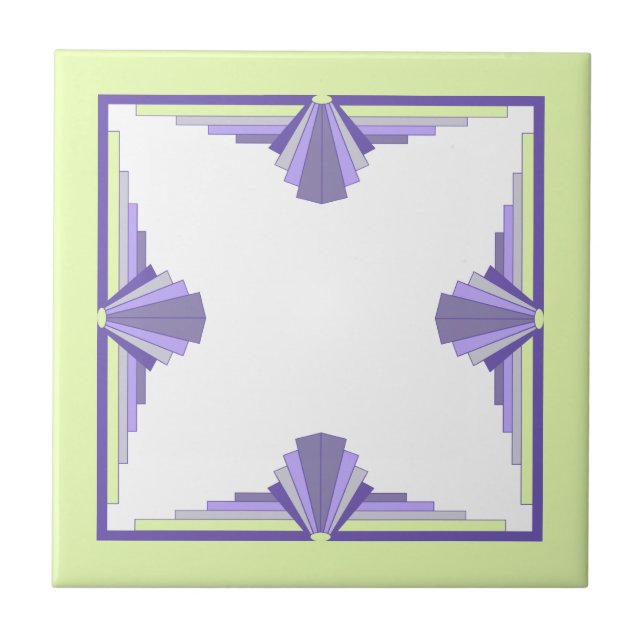 Art deco inslag i druvor, citron och lilac kakelplatta (Framsidan)