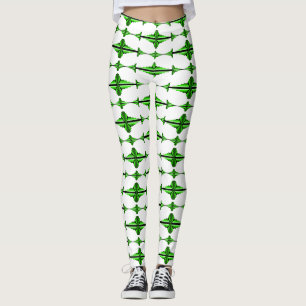 Art deco inslag i grönt Leggings