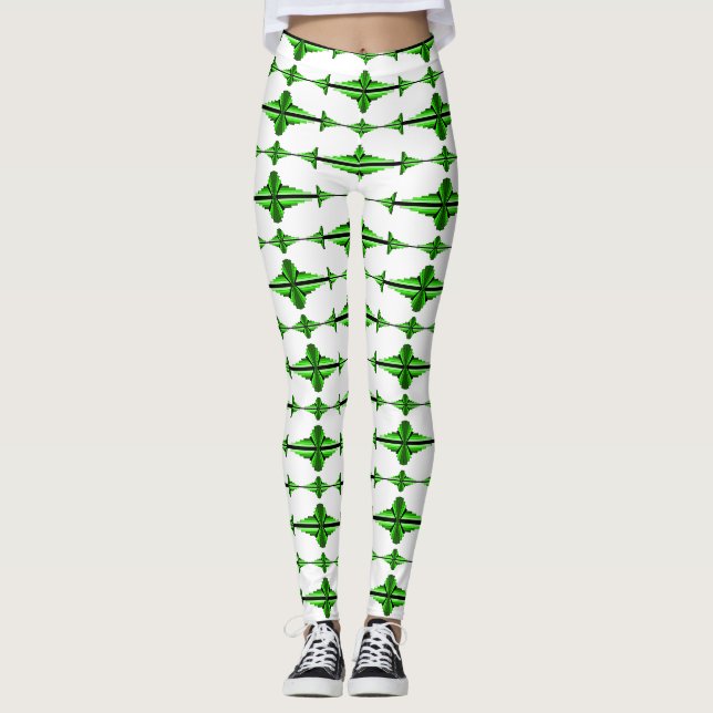 Art deco inslag i grönt Leggings (Framsida)