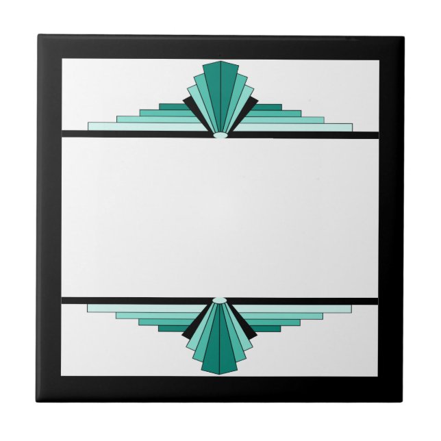 Art deco inslag i grönt och svart kakelplatta (Framsidan)