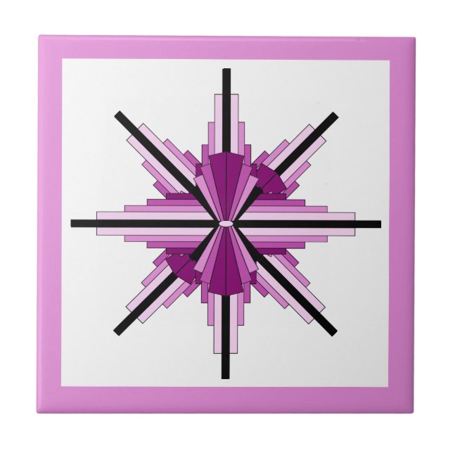 Art deco inslag i hallon och rosa kakelplatta (Framsidan)