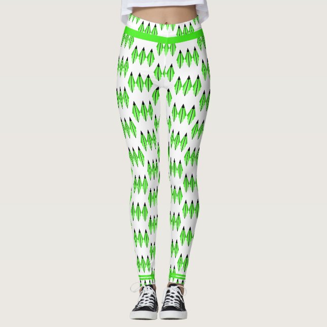 Art deco inslag i kalkgröna baljväxter leggings (Framsida)
