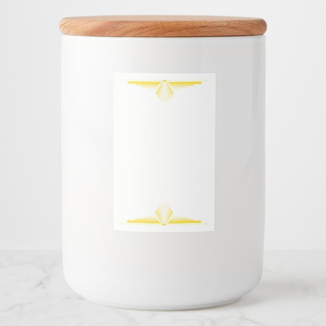 Art deco inslag i lätt gult mat etikett (Framsida)