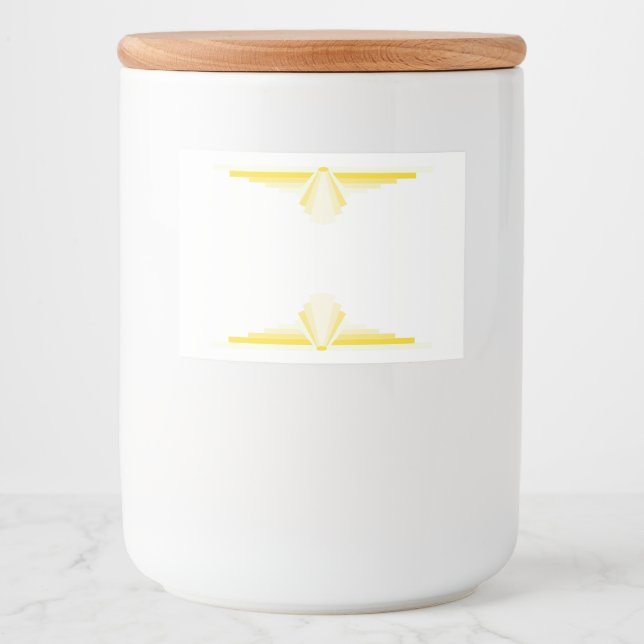 Art deco inslag i lätt gult mat etiketter (Framsida)
