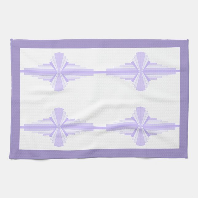 Art deco inslag i lilac & lila kökshandduk (Horisontell)