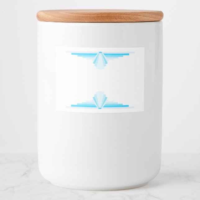 Art deco inslag i ljusblått mat etiketter (Framsida)