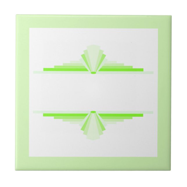 Art deco inslag i mjuk grönt och kalk kakelplatta (Framsidan)
