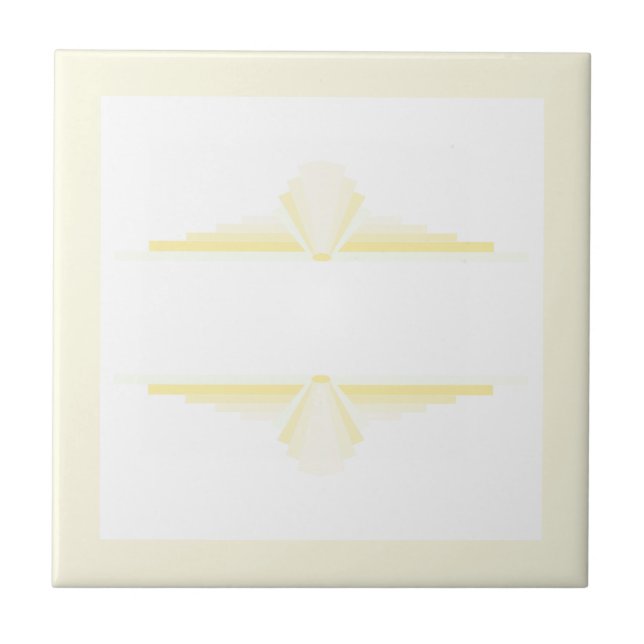 Art deco inslag i mjuk gult och grädde kakelplatta (Framsidan)