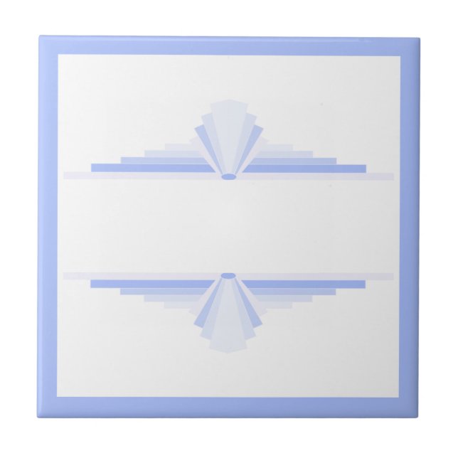 Art deco inslag i mjuk kornblomblått kakelplatta (Framsidan)