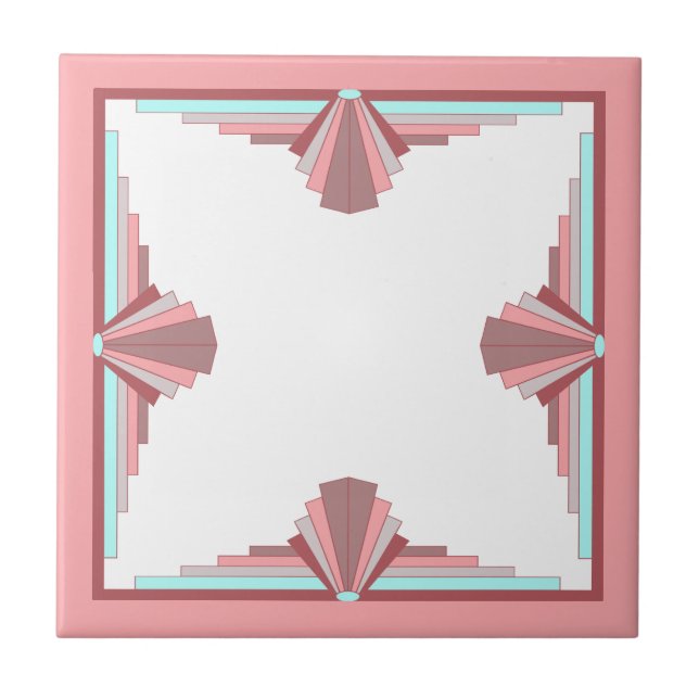 Art deco inslag i mörk ro & blue kakelplatta (Framsidan)