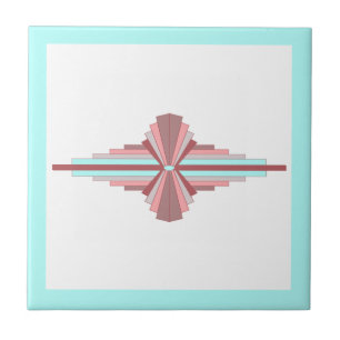 Art deco inslag i mörk ro & blue kakelplatta
