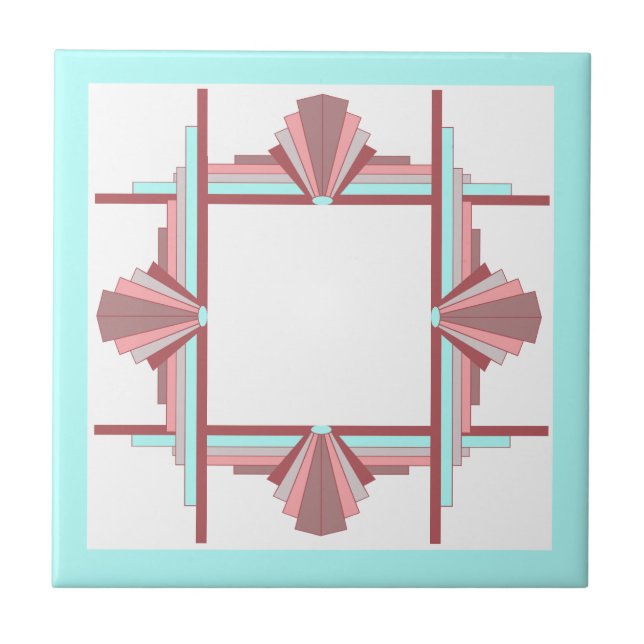 Art deco inslag i mörk ro & blue kakelplatta (Framsidan)