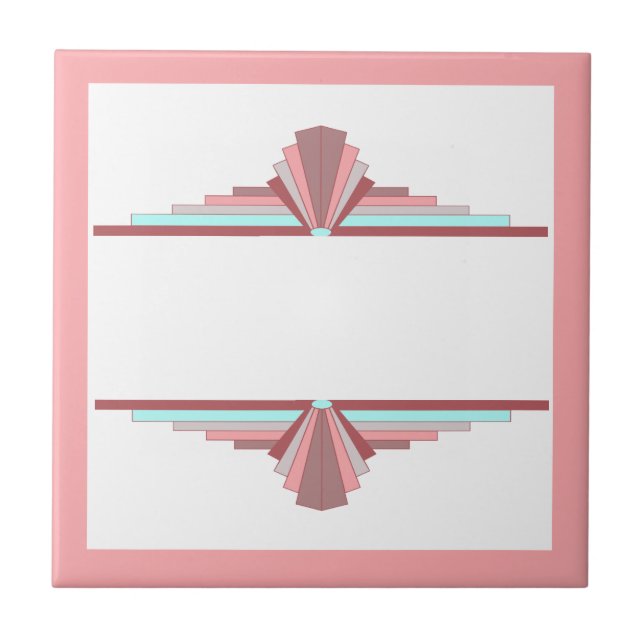 Art deco inslag i mörk ro & blue kakelplatta (Framsidan)