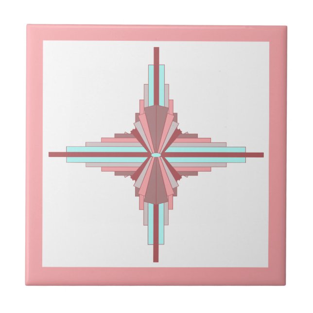 Art deco inslag i mörk ro & blue kakelplatta (Framsidan)