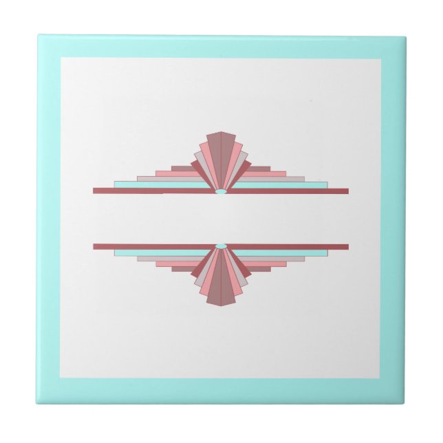 Art deco inslag i mörk ro & blue kakelplatta (Framsidan)