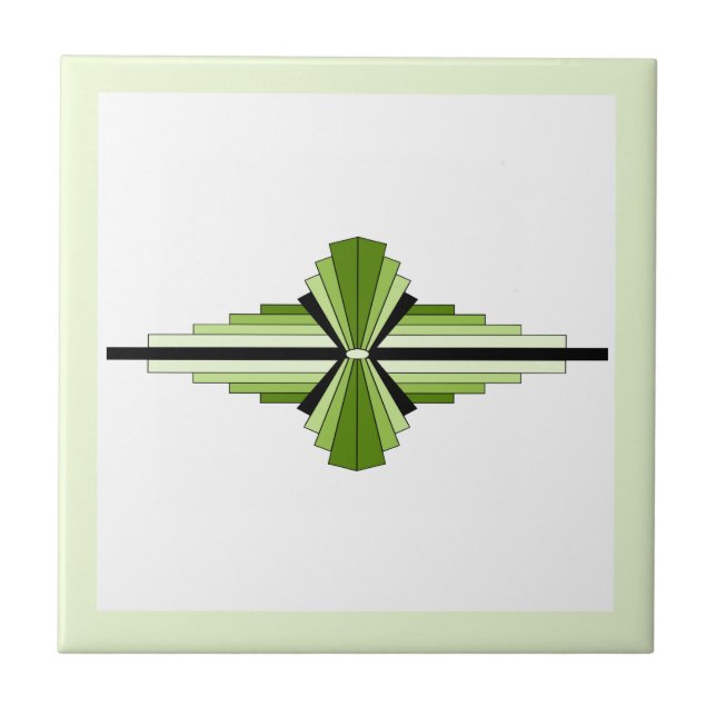 Art deco inslag i mossy grönt kakelplatta (Framsidan)
