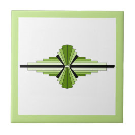 Art deco inslag i mossy grönt kakelplatta