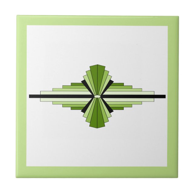 Art deco inslag i mossy grönt kakelplatta (Framsidan)