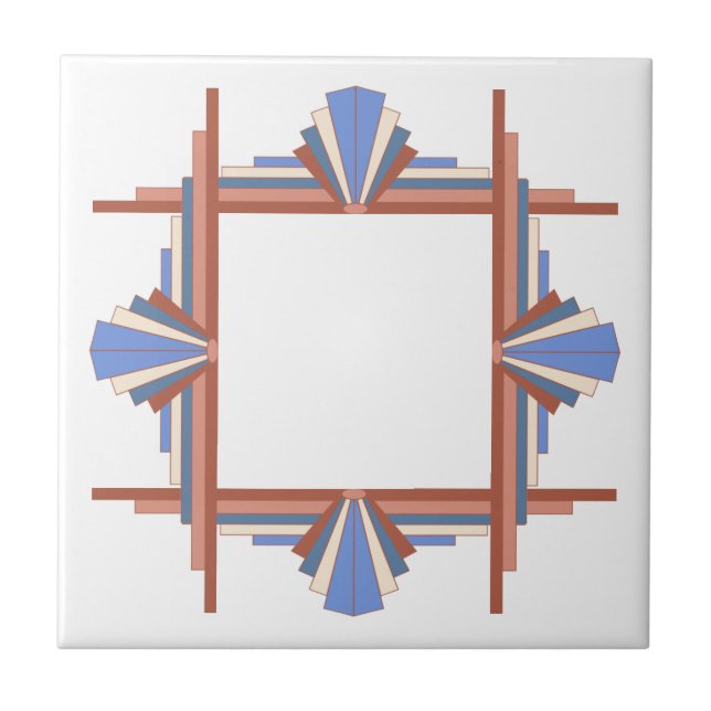 Art deco inslag i ro guld & blue kakelplatta (Framsidan)