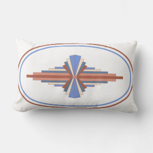 Art deco inslag i ro guld & blue lumbarkudde