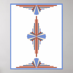 Art deco inslag i ro guld & blue poster