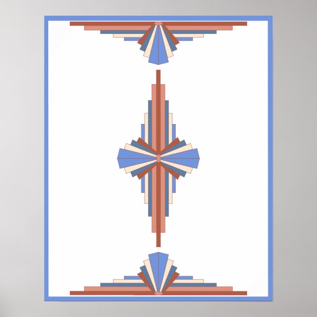 Art deco inslag i ro guld & blue poster (Framsidan)