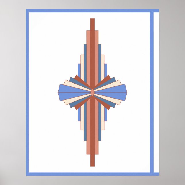 Art deco inslag i ro guld & blue poster (Framsidan)
